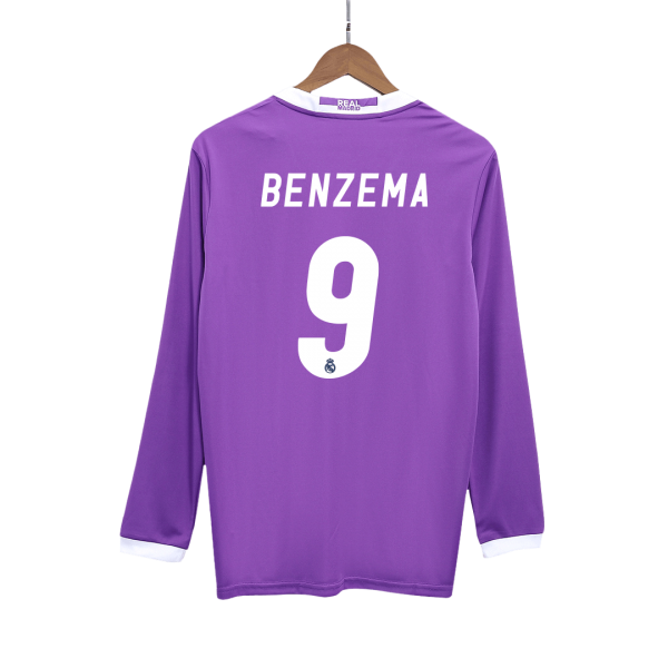 Ретро BENZEMA #9 Реал Мадрид Гостуваща Тениска с дълъг ръкав 2016/17