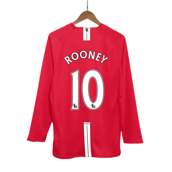 Ретро ROONEY #10 Манчестер Юнайтед Домакинска Тениска с дълъг ръкав 2007/08