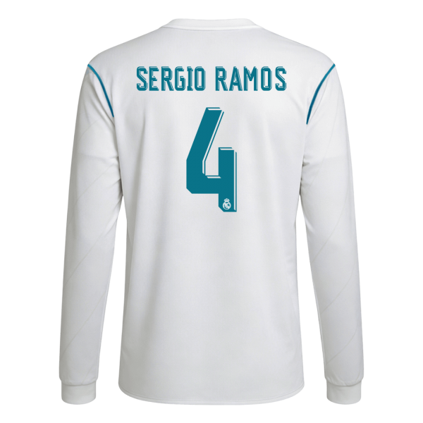 Ретро SERGIO RAMOS #4 Реал Мадрид Домакинска Тениска с дълъг ръкав 2017/18